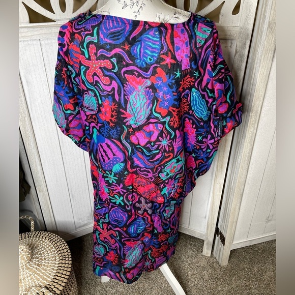 Positive Australia Colorful Swim Cover Up One Size Floral Fish Print - Picture 2 of 4